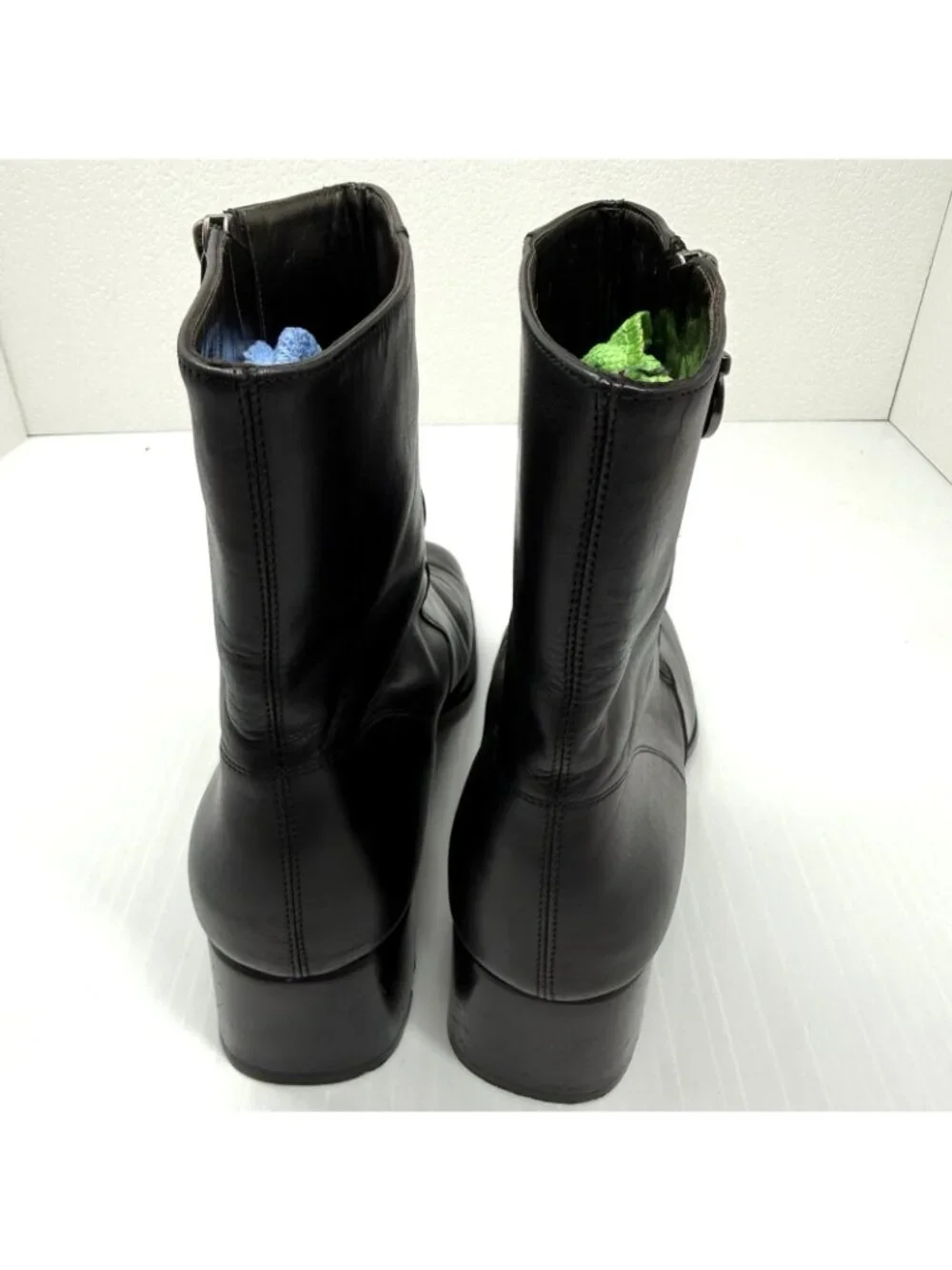Salvatore Ferragamo Leather Ankle Boots Womens Size 8 Black Gancini Zip Luxury